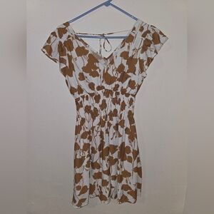 Blu Pepper Cream and Brown Floral Midi Dress